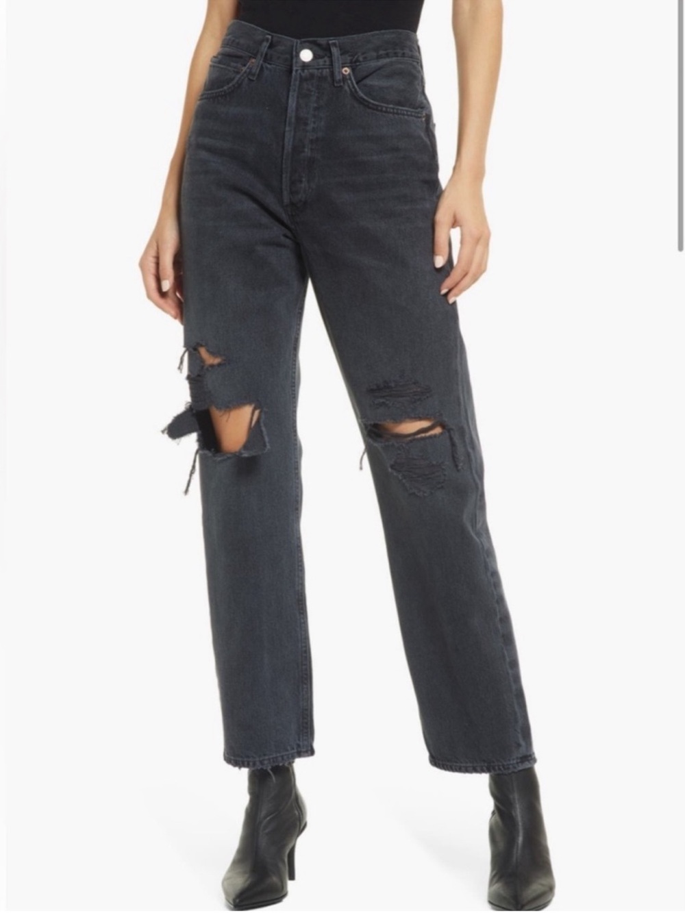 AGOLDE 90s Loose Distressed Ripped size 4 27 Black Washed Women’s Denim pants
